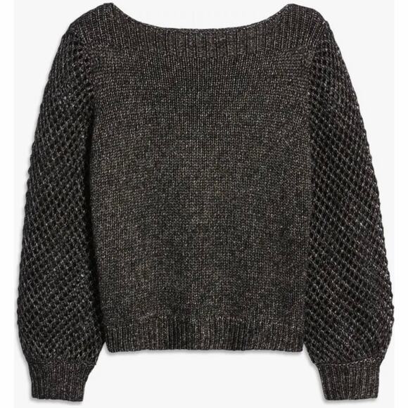 NWT Tommy Bahama Shimmer Balloon Sleeve Black Metallic Wool Blend Sweater - Picture 3 of 8